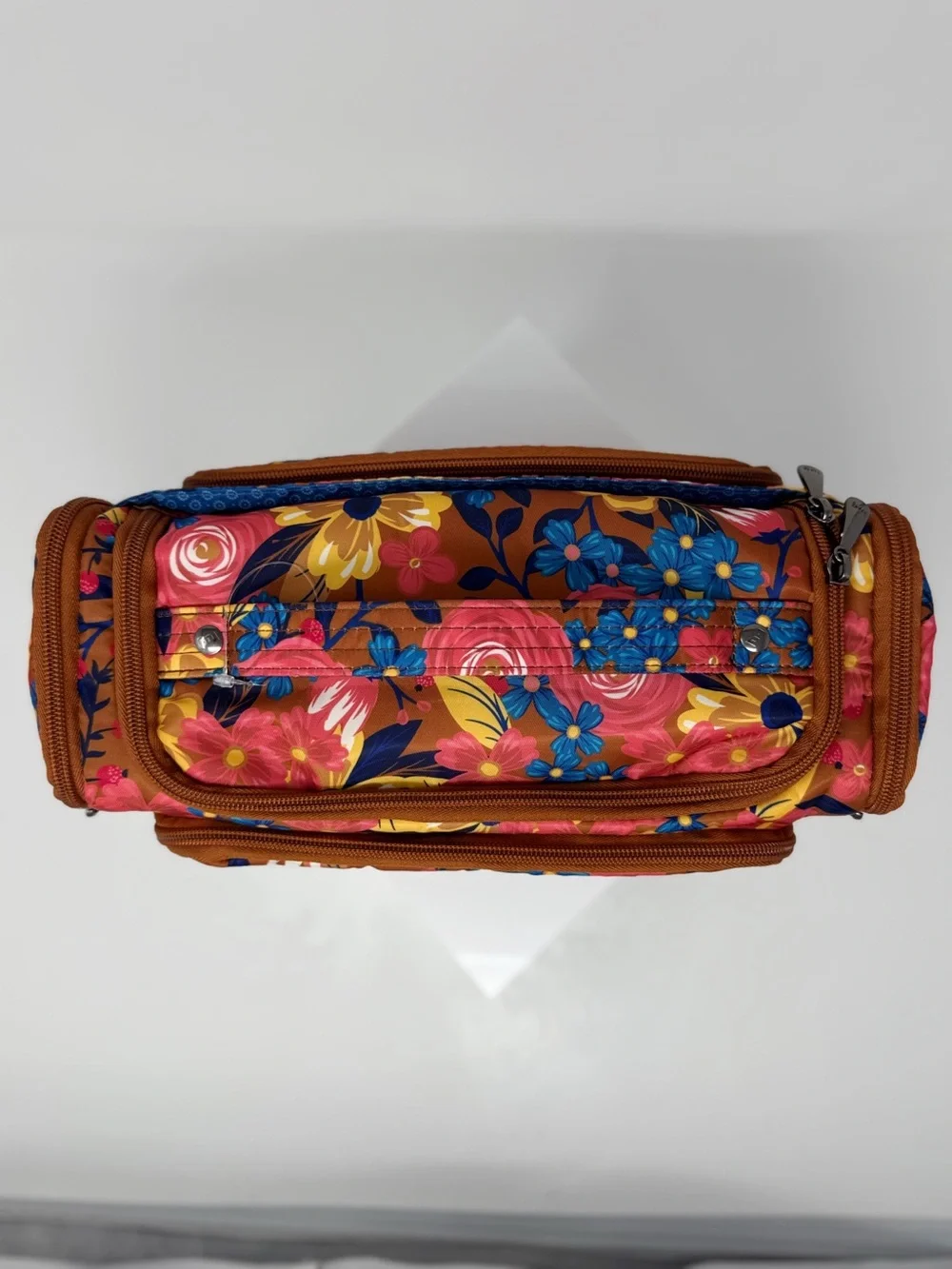 Lug Cosmetic Beauty Organizer Whim Copper Foulard Blue Floral Travel Case